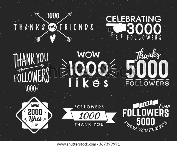 Set Vintage Thank You Badges Social Stock Vector Royalty Free