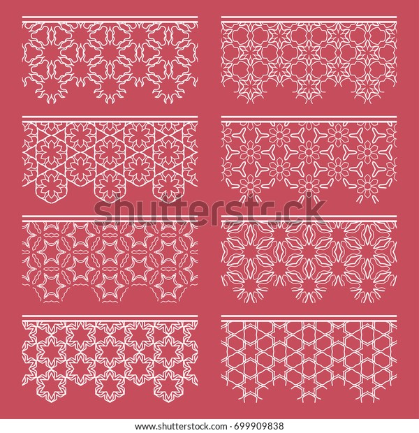 Set White Lace Seamless Borders Line Stock Vector Royalty Free