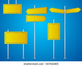 Set Yellow Road Signs Isolated On Stock Vector Royalty Free