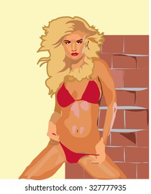 Sex Sexy Blonde Bikini Vector Stock Vector Royalty Free