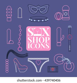 Sex Shop Vector Icons Design Elements Stock Vector Royalty Free