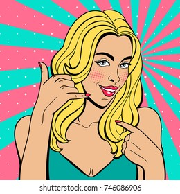 Sexy Pop Art Woman Squinted Eyes Stock Vector Royalty Free