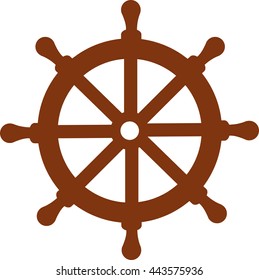 Ships Steering Wheel Icon Silhouette Color Stock Vector Royalty Free