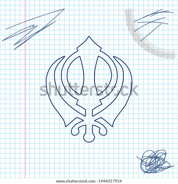 Sikhism Religion Khanda Symbol Line Sketch Stock Vector Royalty Free