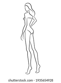 Silhouette Beautiful Nude Woman Vector Illustration Stock Vector