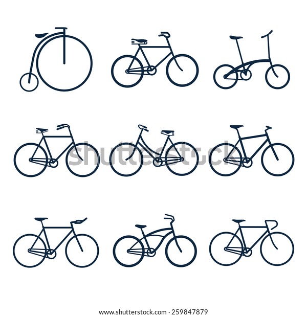 Silhouette Bicycles Icon Set Vector Illustration Stock Vector Royalty