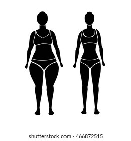 Silhouette Illustration Fat Slim Woman Figure