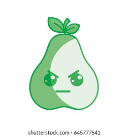 Silhouette Kawaii Nice Angry Pear Icon Stock Vector Royalty Free