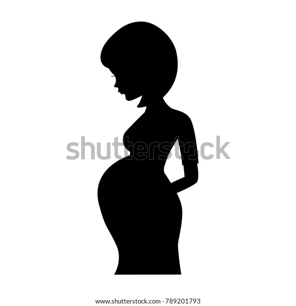 Silhouette Pregnant Woman Vector Illustration Black