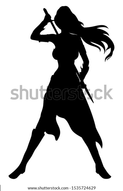 Warrior Woman Silhouette Clip Art