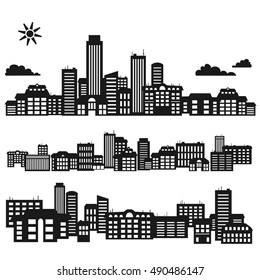 Silhouettes Buildings Urban Cityscape Vector Illustration Stock Vector