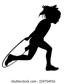 Silhouettes Girl Jumping Ropevector Stock Vector Royalty Free