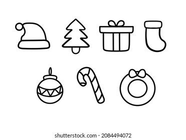 Simple Christmas Icon Set Vector Lineart Stock Vector Royalty Free