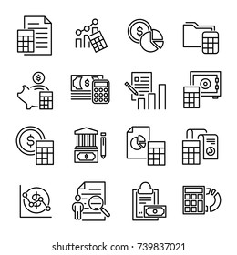 Calculation Icon Set Collection Accounting Calculator Vector De Stock