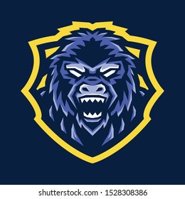 Gorilla Head Esport Mascot Logo Desain Stock Vector Royalty Free