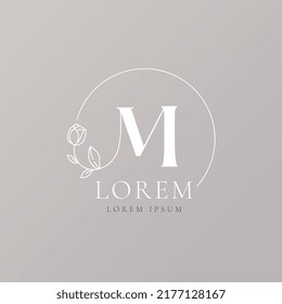 Simple Flower Initial Letter Type M Stock Vector Royalty Free