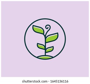 Simple Green Plant Circle Logo Design Stock Vector Royalty Free