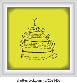 Simple Hand Drawn Doodle Birthday Cake Stock Vector Royalty Free