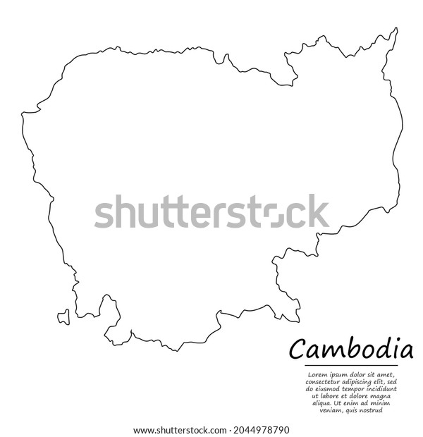 Simple Outline Map Cambodia Vector Silhouette Stock Vector Royalty