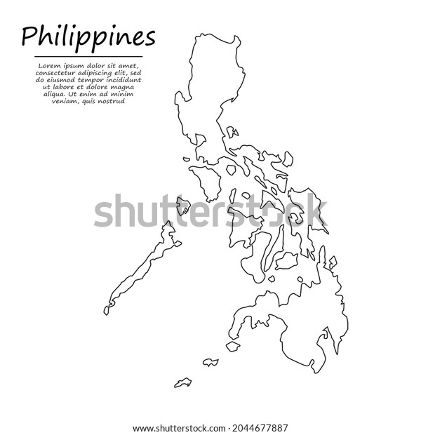 Simple Outline Map Of Philippines Vector Silhouette In Sketch Line Style 432 The Best Porn Website