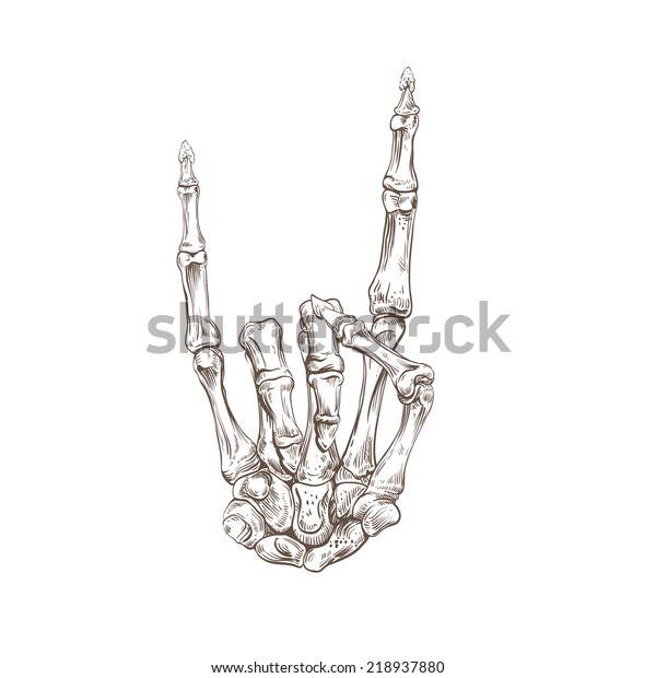 Skeleton Hand Heavy Metal Vector Illustration Vector có sẵn miễn phí