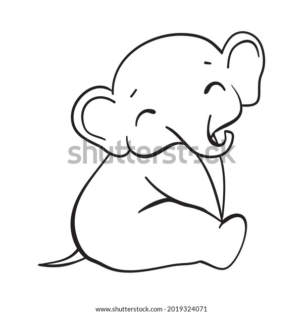 Sketch Cartoon Elephant Doodle Illustration Vector Stock Vector