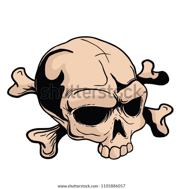 Skull Crossed Bones Cartoon Illustration Isolated Stock Vector Royalty