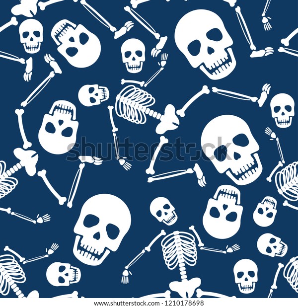 Skull Skeleton Seamless Pattern Vector Illustration Stock Vector