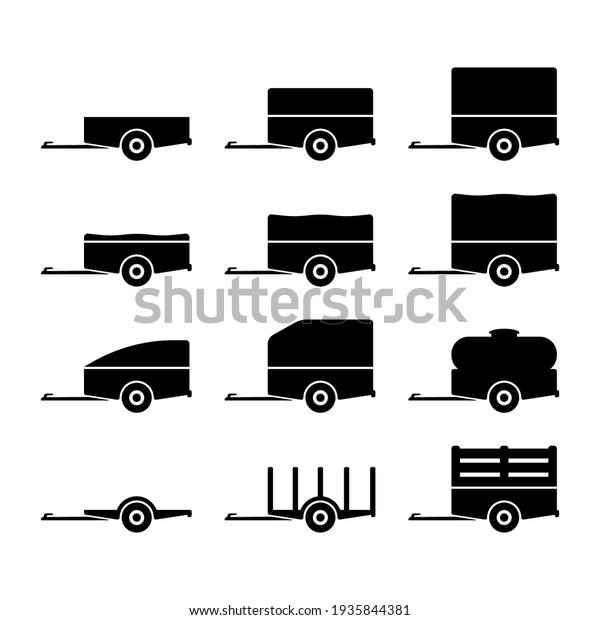 Small Car Trailers Icons Set Trailers Stock Vector Royalty Free