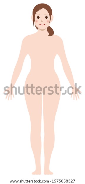 Smiling Naked Woman Nude Body Silhouette Stock Vector Royalty Free