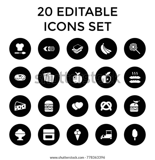 Snack Icons Set Editable Filled Stock Vector Royalty Free