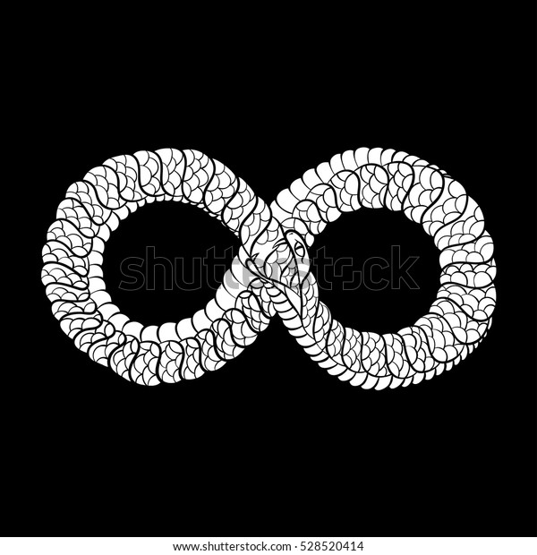 Snake Curled Infinity Ring Ouroboros Devouring Stock Vector Royalty