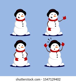 Snowman Winter Character Vector Set vector de stock libre de regalías