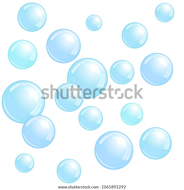 Soap Bubbles Realistic Water Beads Blue Stock Vector Royalty Free