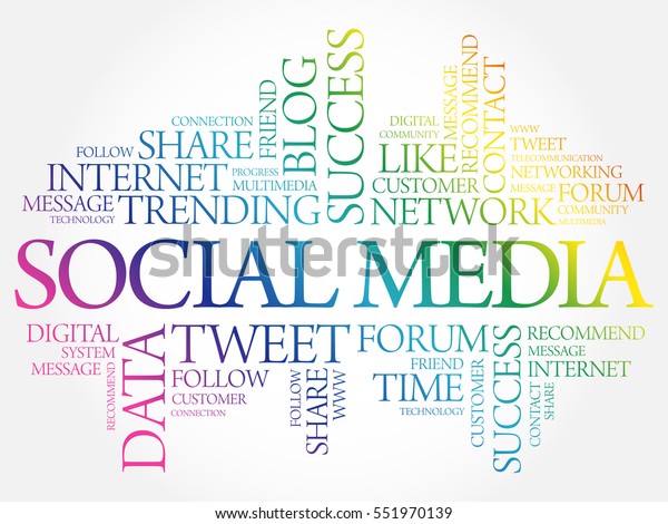 Social Media Word Cloud Collage Business Stock Vector Royalty Free