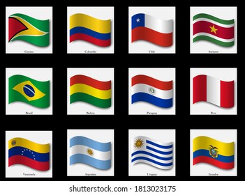 Flags North South Americas Countries Vector เวกเตอรสตอก ปลอดคา