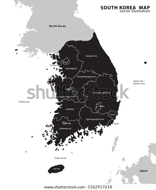 South Korea Administrative Map Vector Illustration Stock Vector Royalty Free