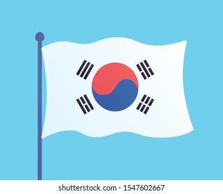 South Korea Flag Flat Cartoon Vector Stock Vektorgrafik Lizenzfrei