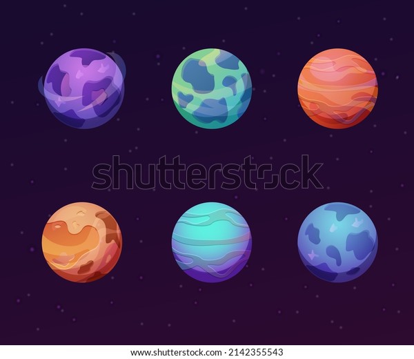 Space Background Colorful Set Cartoon Planets Stock Vector Royalty