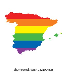 Spain Lgbtq Gay Pride Flag Map Vector De Stock Libre De Regal As