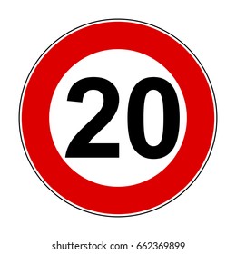 Speed Limit Sign Number Twenty 20 Stock Vector Royalty Free 479168689