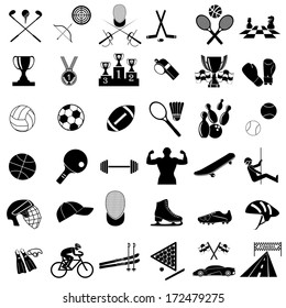 Sports Icon Collection Vector Silhouette Illustration Stock Vector