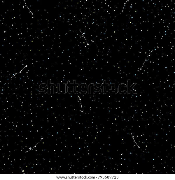 Starry Sky Hand Draw Seamless Pattern Stock Vector Royalty Free