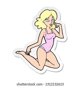 Sticker Cartoon Woman Lingerie Stock Vector Royalty Free