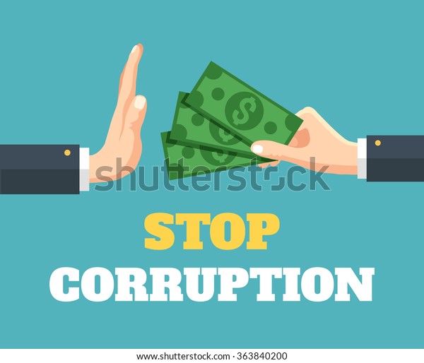 Stop Corruption Vector Flat Illustration Stock Vector Royalty Free