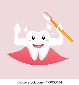 Tooth Hygiene Icon Set Cute Smiling Stock Vector Royalty Free