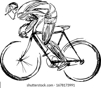 Stylized Geometric Bicyclist Cyclist Sketch Isolated Stock Vector