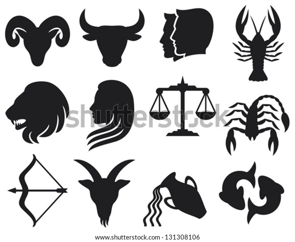 Stylized Icons Zodiac Signs Set Horoscope Stock Vector Royalty Free