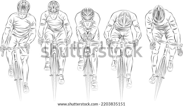 Stylized Linear Sketch Cyclist Athlete Man Stock Vector Royalty Free