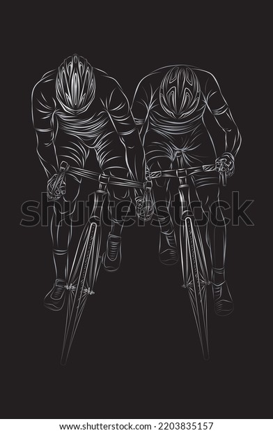 Stylized Linear Sketch Cyclist Athlete Man Stock Vector Royalty Free